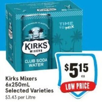 IGA Kirks Mixers 6x250mL Selected Varieties offer