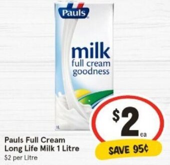 IGA Pauls Full Cream Long Life Milk 1 Litre offer