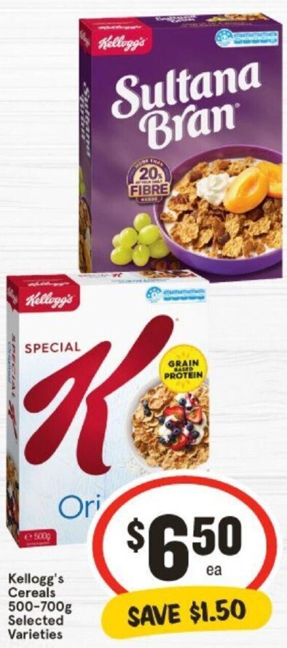 Kellogg's Cereals 500700g Selected Varieties offer at IGA