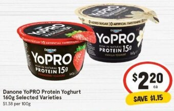 IGA Danone YoPRO Protein Yoghurt 160g Selected Varieties offer