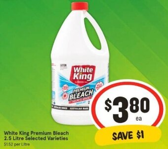 IGA White King Premium Bleach 2.5 Litre Selected Varieties offer