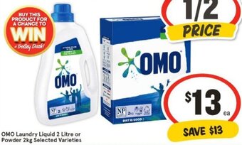 IGA OMO Laundry Liquid 2 Litre or Powder 2kg Selected Varieties offer