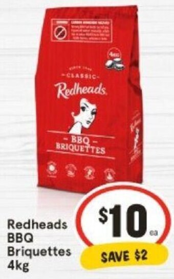 IGA Redheads BBQ Briquettes 4kg offer