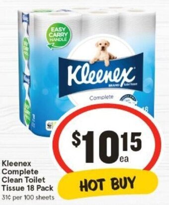 IGA Kleenex Complete Clean Toilet Tissue 18 Pack offer
