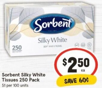 IGA Sorbent Silky White Tissues 250 Pack offer