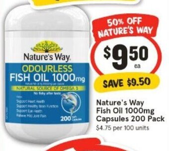 IGA Nature's Way Fish Oil 1000mg Capsules 200 Pack offer