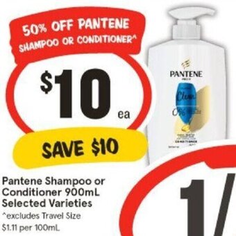 IGA Pantene Shampoo or Conditioner 900mL Selected Varieties offer