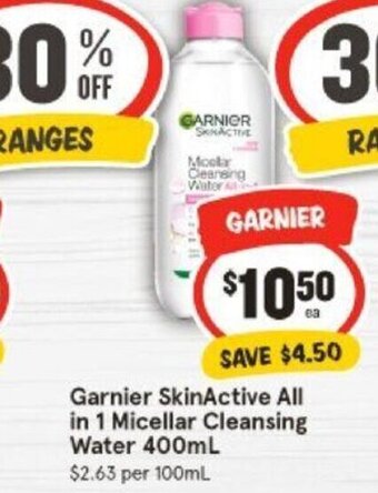 IGA Garnier SkinActive All in 1 Micellar Cleansing Water 400mL offer