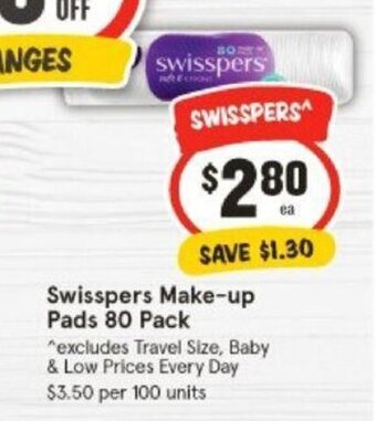 IGA Swisspers Make-up Pads 80 Pack offer