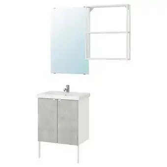 IKEA Enhet / tvällen bathroom furniture, set of 11, concrete effect/white pilkån tap, 64x43x87 cm offer