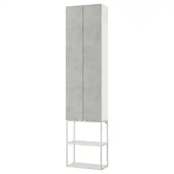Enhet storage combination, white/concrete effect, 60x32x255 cm