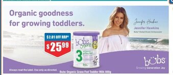 Chemist Warehouse Bubs Organic Grass Fed Toddler Milk 800g offer