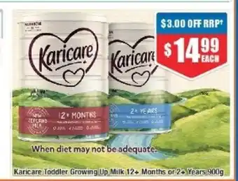 Chemist Warehouse Karicare Toddler Growing Up Milk 12+ Months or 2+ Years 900g offer