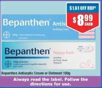 Chemist Warehouse Bepanthen Antiseptic Cream or Ointment 100g offer