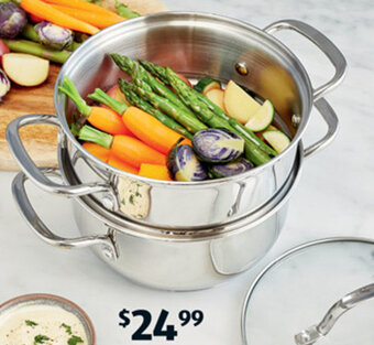 ALDI Stainless Steel 2-Tier Steamer Pot or Asparagus Pot offer