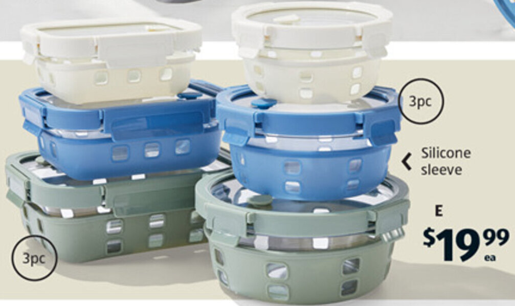 E Glass Food Storage Containers 3pc Set offer at ALDI