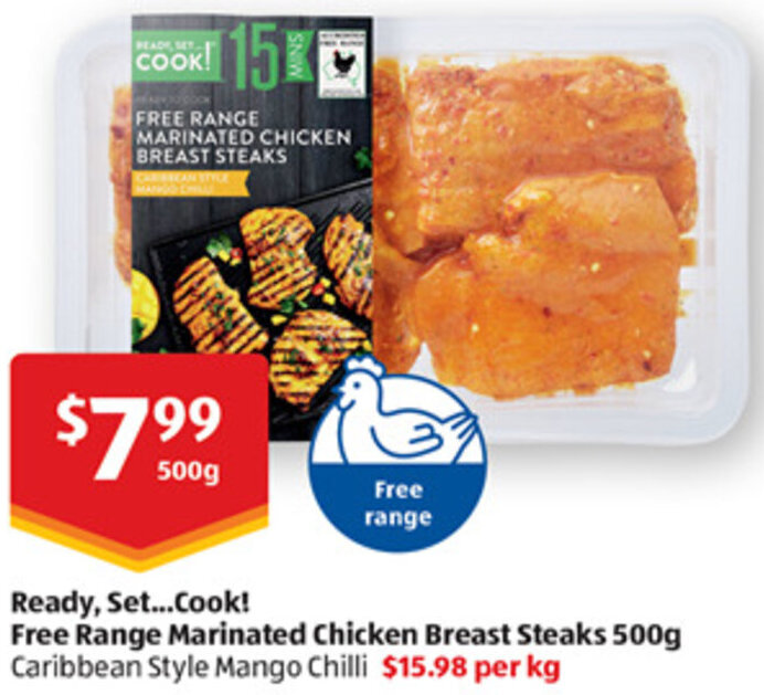 Ready, Set...Cook! Free Range Marinated Chicken Breast Steaks 500g