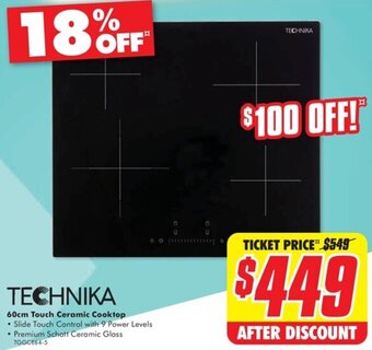 The Good Guys TECHNIKA 60cm Touch Ceramic Cooktop offer