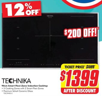 The Good Guys TECHNIKA 90cm Smart Flexi-Zone Induction Cooktop offer