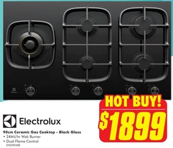 The Good Guys Electrolux 90cm Ceramic Gas Cooktop - Black Glass offer