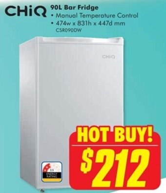 The Good Guys CHIQ 90L Bar Fridge offer