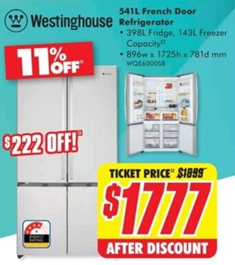 The Good Guys 541L French Door Refrigerator offer