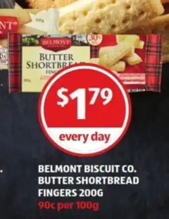 ALDI Belmont Biscuit Co. Butter Shortbread Fingers 200g offer