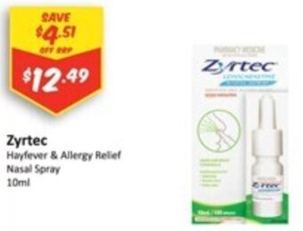 Chemist Outlet Zyrtec Hayfever & Allergy Relief Nasal Spray 10ml offer