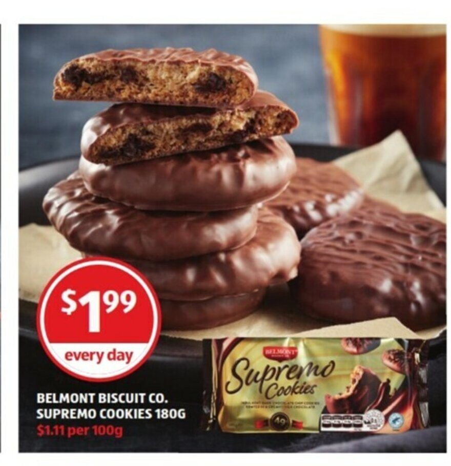 Belmont Biscuit Co. Supremo Cookies 180g offer at ALDI