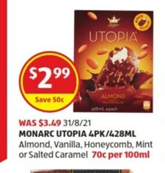 ALDI Monarc Utopia 4pk/428ml offer