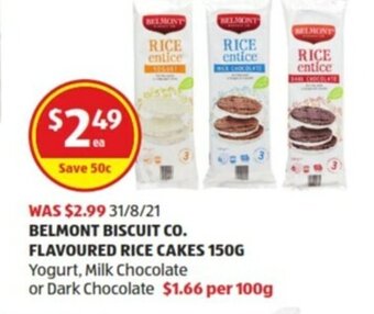 ALDI Belmont Biscuit Co, Flavoured Rice Cakes 150g offer