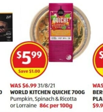 ALDI World Kitchen Quiche 700g offer