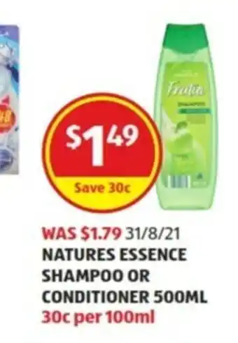 ALDI Natures Shampoo or Conditioner 500ml offer