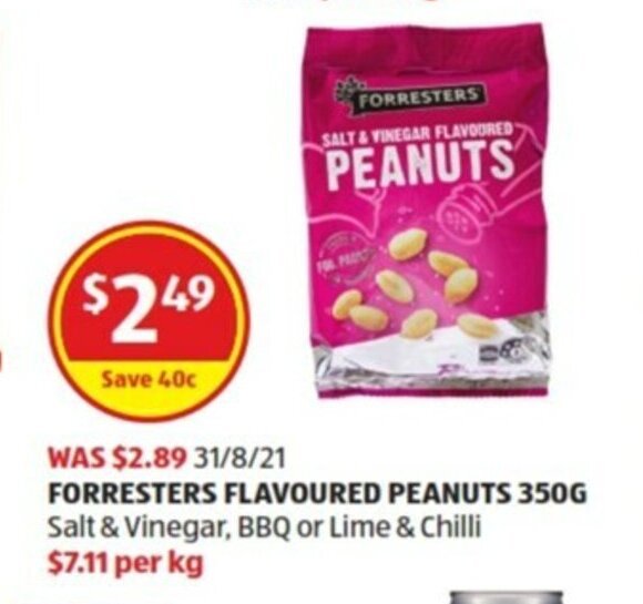 Forresters Flavoured Peanuts 350g offer at ALDI