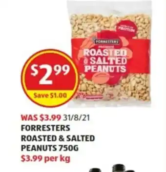 ALDI Forresters Roaster & Salted Peanuts 750g offer