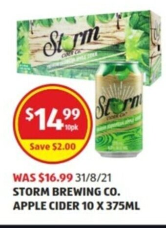 ALDI Storm Brewing Co. Apple Cider 10 x 375ml offer
