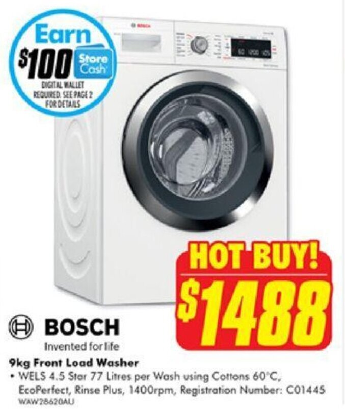 9kg Front Load Washer offer at The Good Guys