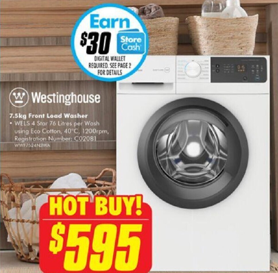 7.5kg Front Load Washer offer at The Good Guys