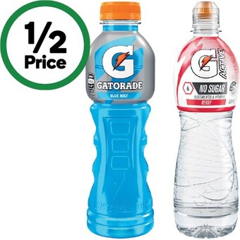 Woolworths Gatorade sports drink or g-active flavoured water 600ml offer
