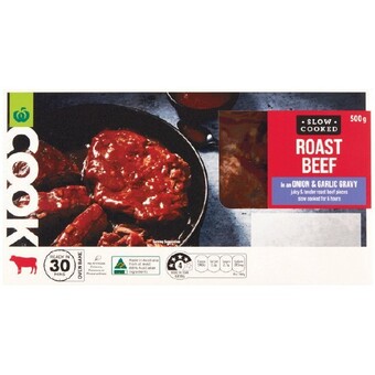 Woolworths Woolworths cook slow cooked beef with onion & gravy 500g offer