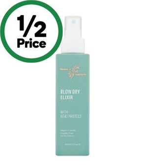 Woolworths Thanks to nature blow dry elixir with heat protect 150ml offer