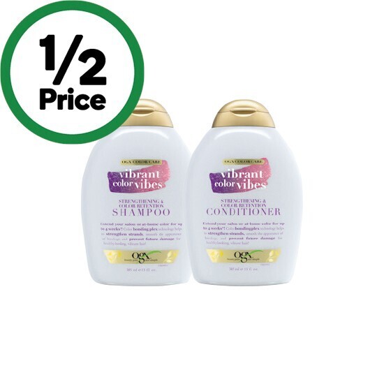 Ogx shampoo or conditioner 385ml offer at Woolworths