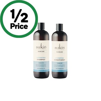 Woolworths Sukin shampoo or conditioner 500ml offer