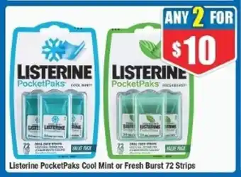 Chemist Warehouse Listerine PocketPaks Cool Mint or Fresh Burst 72 Strips offer