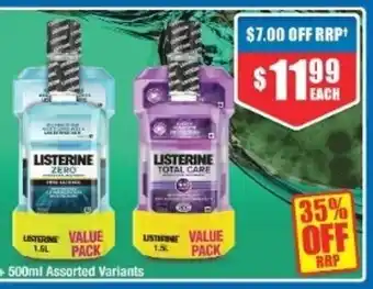 Chemist Warehouse Mouthwash Value Pack 1 Litre +500ml Assorted Variants offer