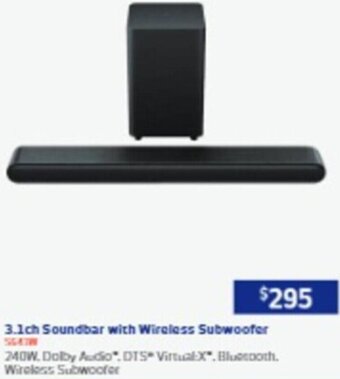3.1ch Soundbar with Wireless Subwoofer