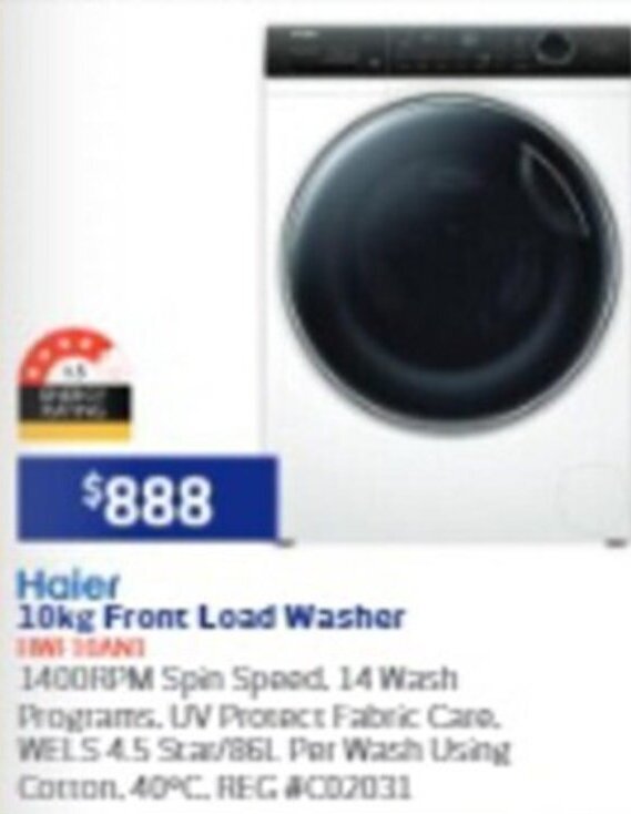 Haier 10kg Front Load Washer offer at Retravision