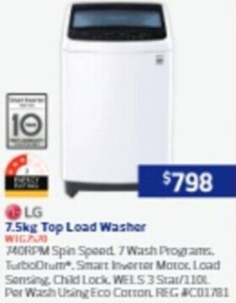 Retravision 7.5kg Top Load Washer offer