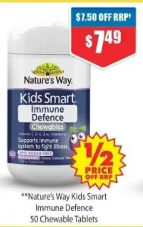 Chemist Warehouse Nature's Way Kids Smart Immune Defence 50 Chewable Tablets offer