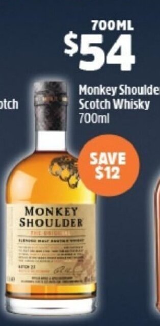 BWS Monkey Shoulder Scotch Whisky 700ml offer